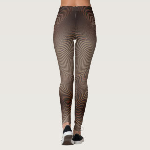Abstract Waves Dark Brown Art Leggings
