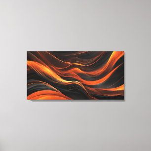 Abstract Waves In A Bend Of Black & Orange Canvas Print