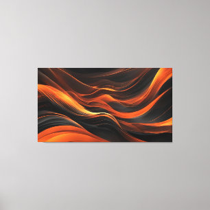 Abstract Waves In A Bend Of Black & Orange Canvas Print