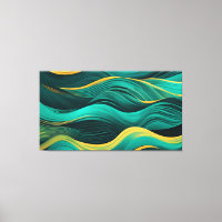 Abstract Waves In A Bend Of Teal & Yellow