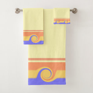 Abstract Waves in Pastel Colours Bath Towel Set