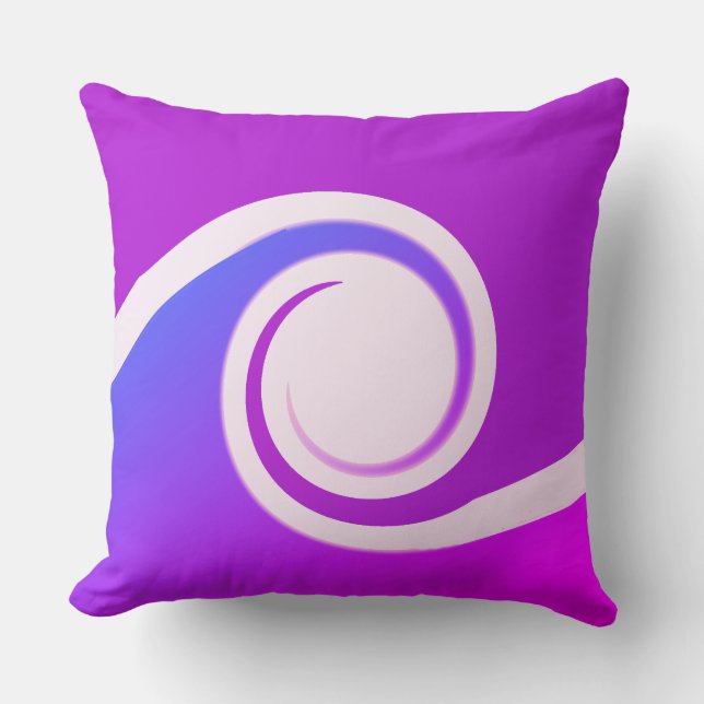 Abstract Waves in Violet Blue & White Throw Pillow (Front)