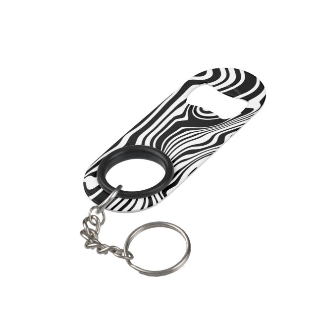 Abstract Waves Keychain Bottle Opener - Your Color (Back Angled)