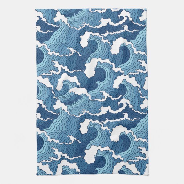 Abstract Waves Kitchen Towel (Vertical)