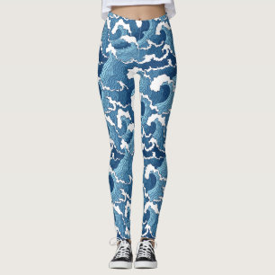 Abstract Waves Leggings