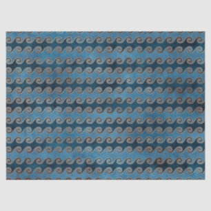 Abstract Waves on Blue Decoupage Tissue Paper