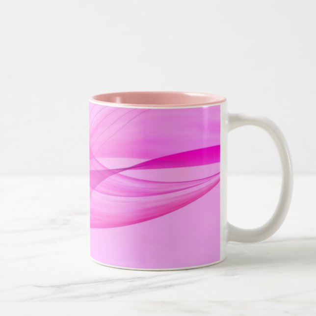 Abstract Waves on Pink Ceramic Mug (Right)