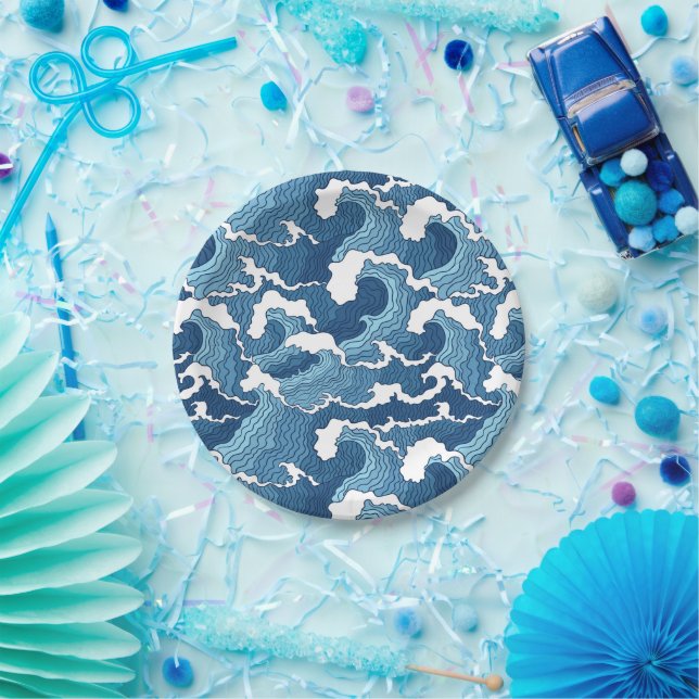 Abstract Waves Paper Plate (Party)