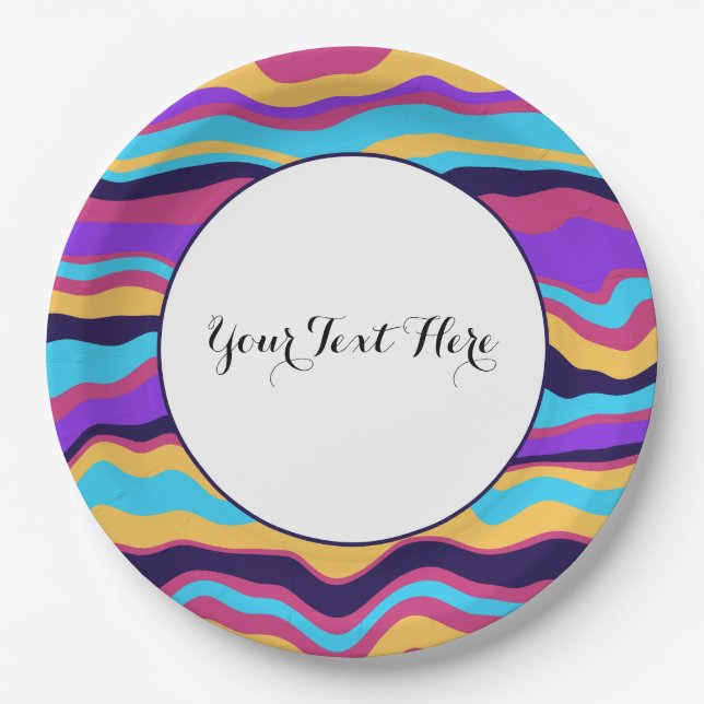 Abstract Waves Paper Plate (Front)