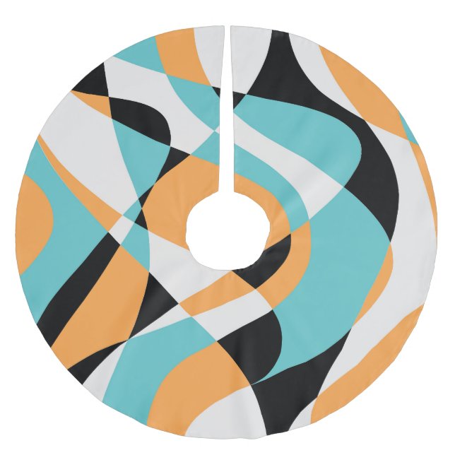 Abstract Waves Pattern Seamless Design Brushed Polyester Tree Skirt (Front)