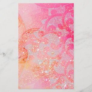 ABSTRACT WAVES/ PINK FUCHSIA FANTASY FLORAL SWIRLS