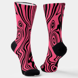 Abstract Waves Pink Socks - Choose Colour