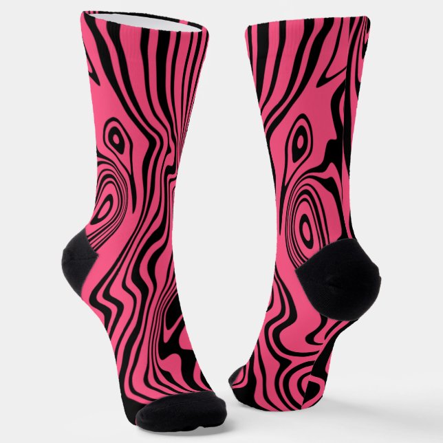 Abstract Waves Pink Socks - Choose Colour (Angled)