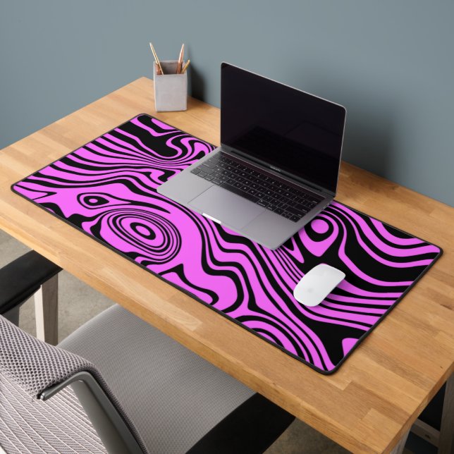 Abstract Waves Purple Black Design Custom Colours Desk Mat (Office 2)