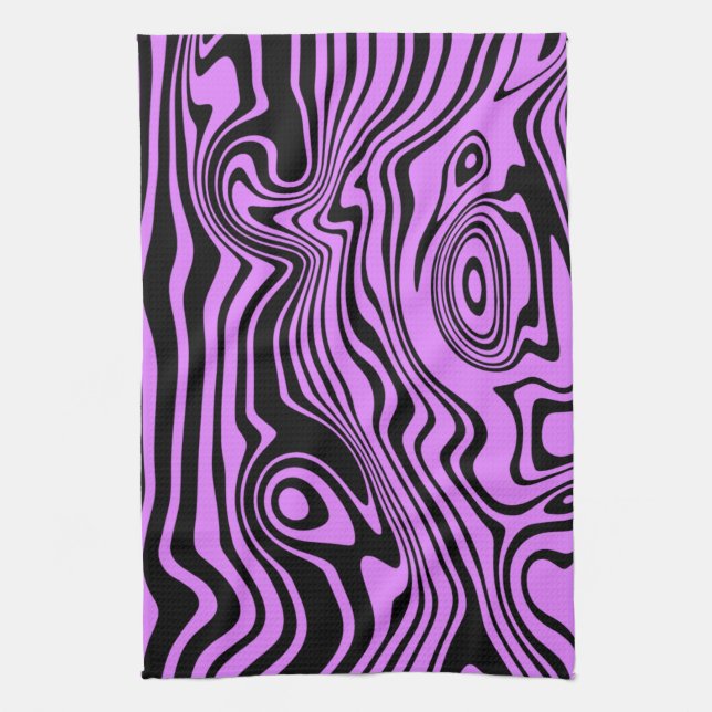 Abstract Waves Purple Kitchen Towel Your Colours (Vertical)