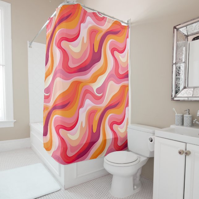 Abstract Waves Retro Pattern Pink (In Situ)