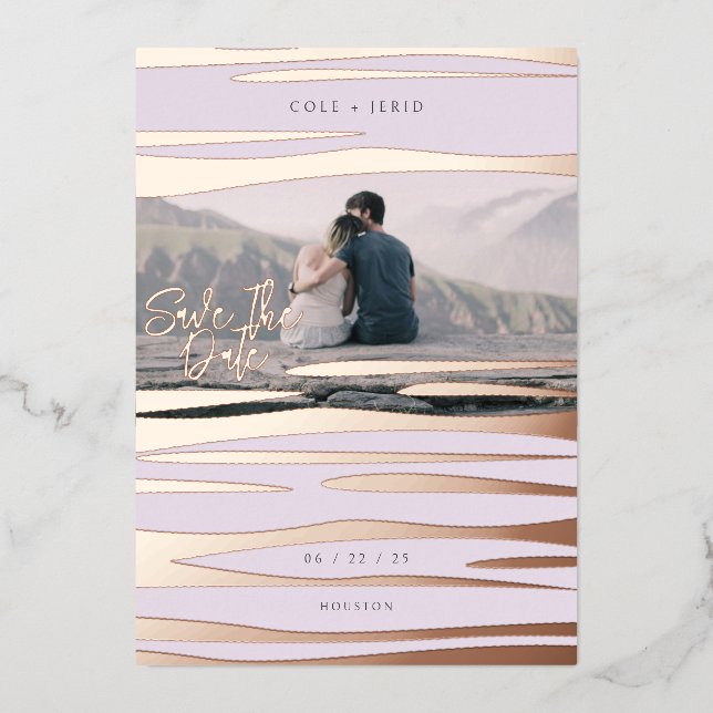 Abstract Waves Save the Date card (Front)