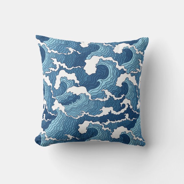 Abstract Waves Throw Pillow (Front)