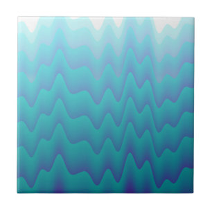 Abstract Waves Turquoise Blue Tile