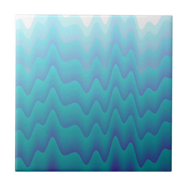 Abstract Waves Turquoise Blue Tile (Front)