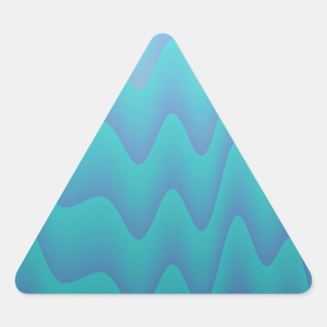 Abstract Waves Turquoise Blue Triangle Sticker (Front)