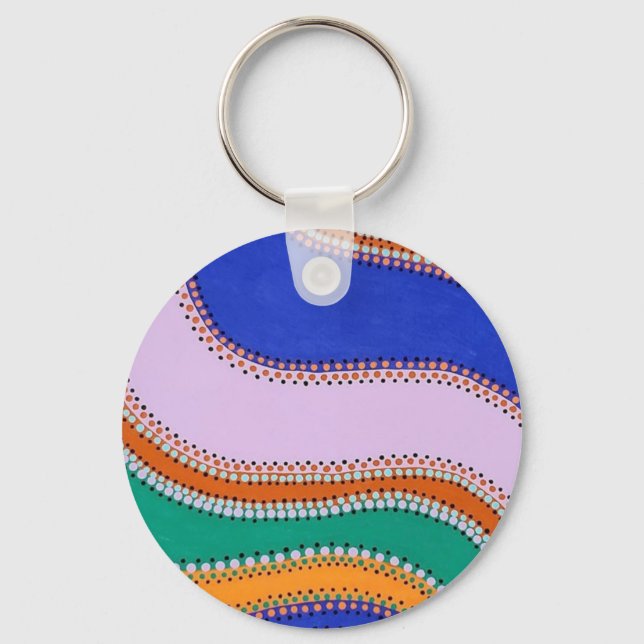Abstract Waves Wireless Charger Keychain (Front)