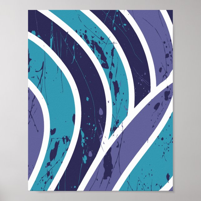 Abstract Waves with Paint Splashes Poster (Front)