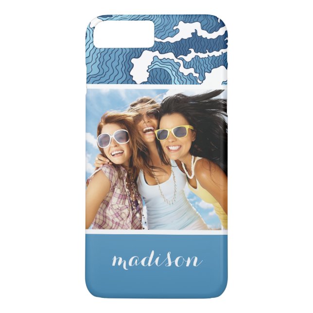 Abstract Waves | Your Photo & Name Case-Mate iPhone Case (Back)