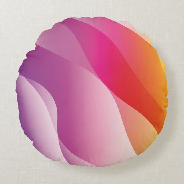 Abstract Wavy Background. Illustration with Colour Round Pillow (Front)