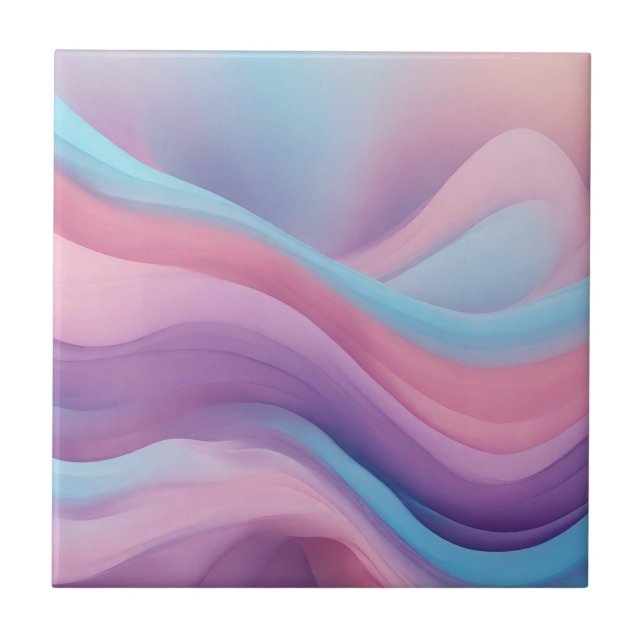Abstract Wavy Blue, Pink, Purple Textured  Tile (Front)