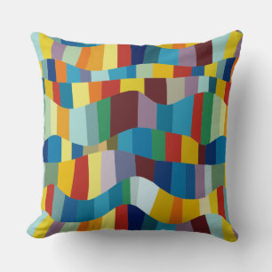 Abstract Wavy Colour Patchwork 291020 Throw Pillow