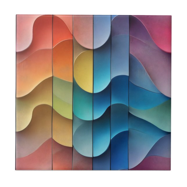 Abstract Wavy Colourful Pattern Tile (Front)