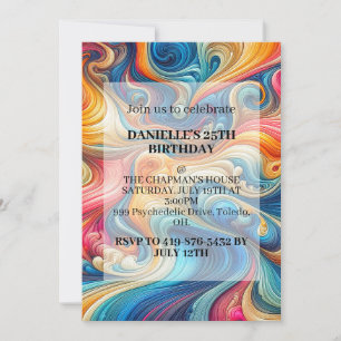 Abstract Wavy Design Birthday Party Invitations