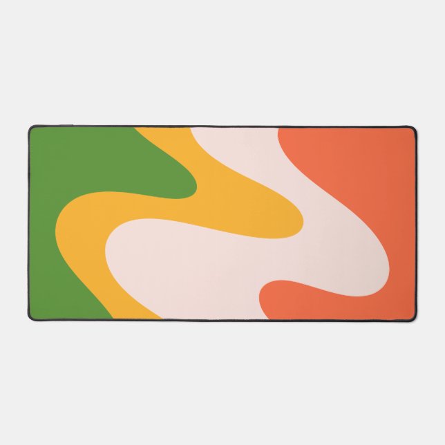Abstract Wavy Fluid Shapes Desk Mat (Front)