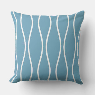Abstract Wavy Geometric Pattern on Teal Throw Pillow
