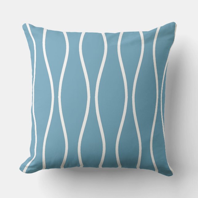 Abstract Wavy Geometric Pattern on Teal Throw Pillow (Front)