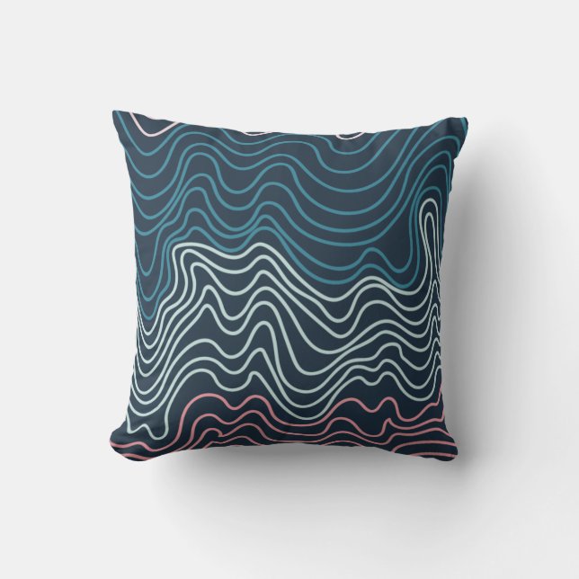 Abstract Wavy Lines Art Throw Pillow (Front)