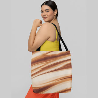 Abstract wavy lines in shades of orange and brown tote bag