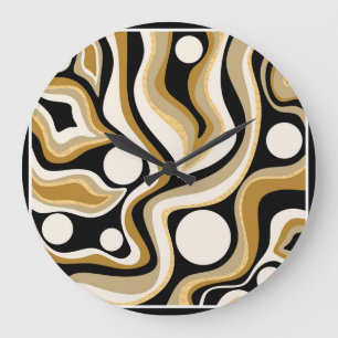 Abstract Wavy Lines Pattern Background Large Clock