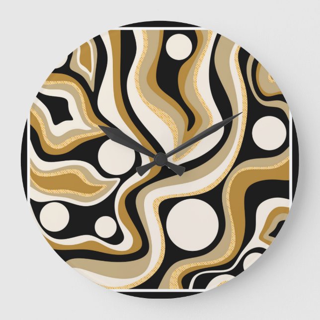Abstract Wavy Lines Pattern Background Large Clock (Front)