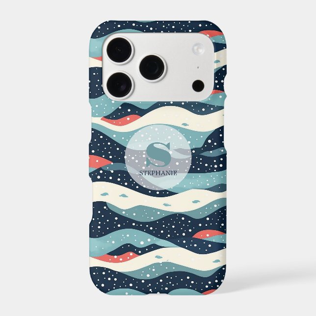 Abstract Wavy Lines with Snowflake Dots (Back)