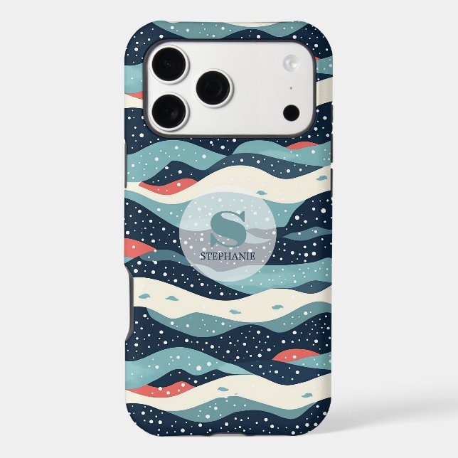 Abstract Wavy Lines with Snowflake Dots (Back)