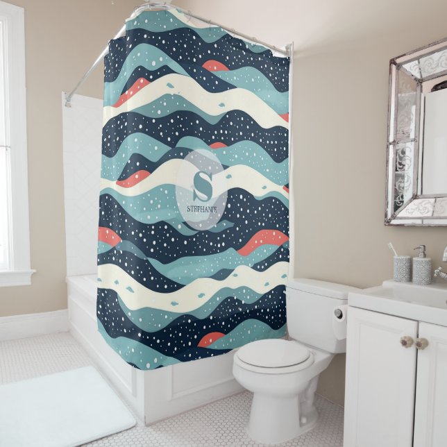 Abstract Wavy Lines with Snowflake Dots (In Situ)