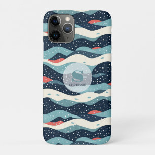 Abstract Wavy Lines with Snowflake Dots iPhone 11 Pro Case