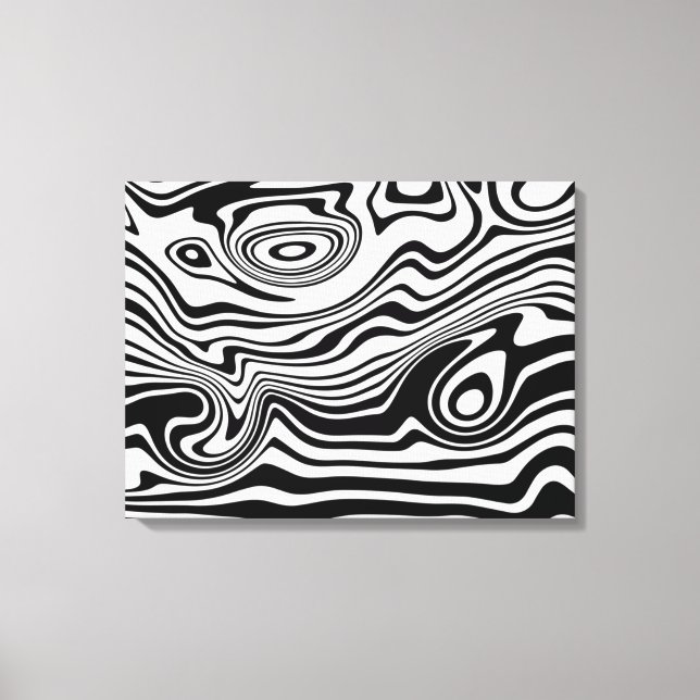 Abstract Wavy Striped Black White Canvas Print (Front)