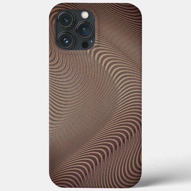 Abstract Wavy Striped Pattern Lines Brown Art Case-Mate iPhone Case (Back)