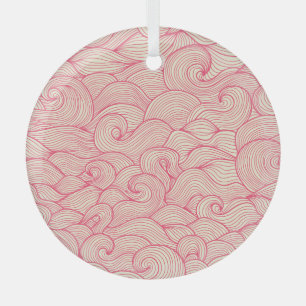Abstract wavy strokes, vintage pattern. glass ornament