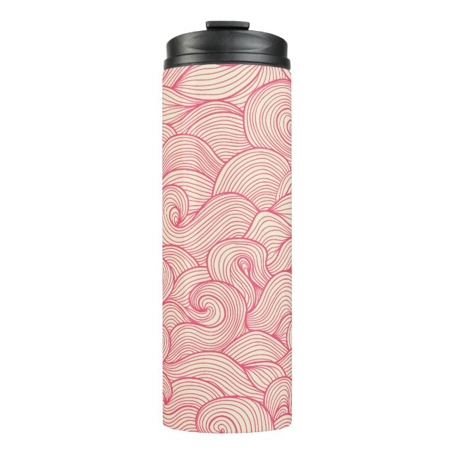 Abstract wavy strokes, vintage pattern. thermal tumbler (Front)