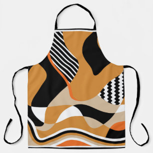 Abstract wavy: vintage black pattern apron