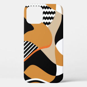 Abstract wavy: vintage black pattern iPhone 12 case